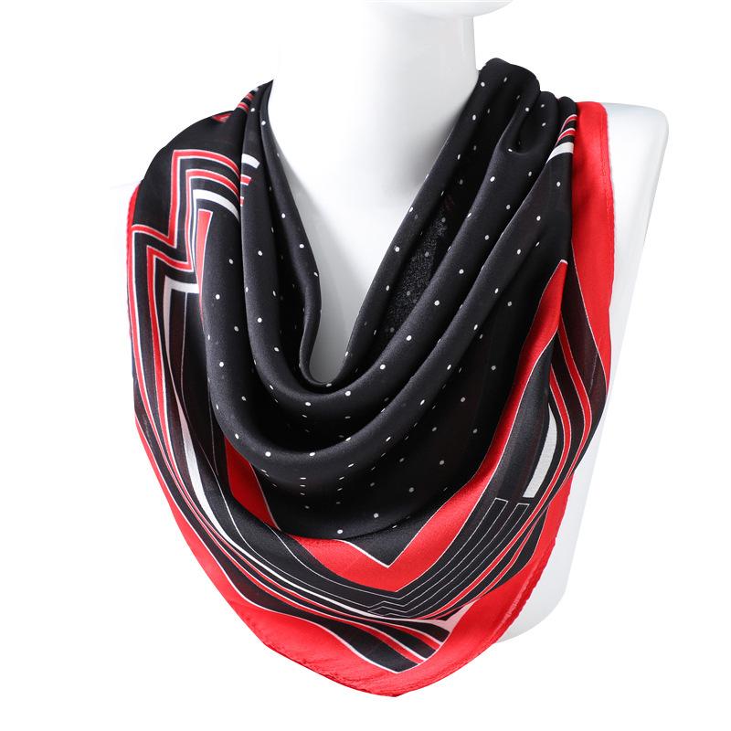 Korean version of fashion polka dot silk scarf women's 71x71cm square scarf simple and versatile professional scarf simulation silk scarf autumn and w