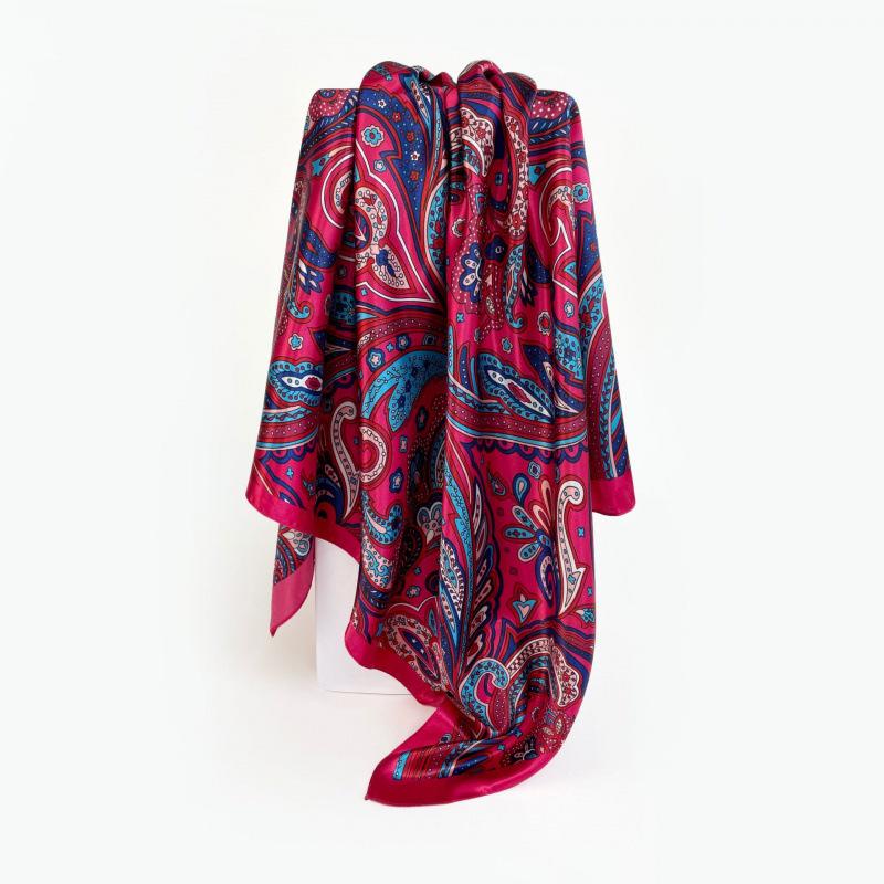 Headband Scarf Women Fashion 90*90cm Silk Satin Hijab Bandana Neckerhicef Sun Protection Shawl Wrap Headscarf Paisley