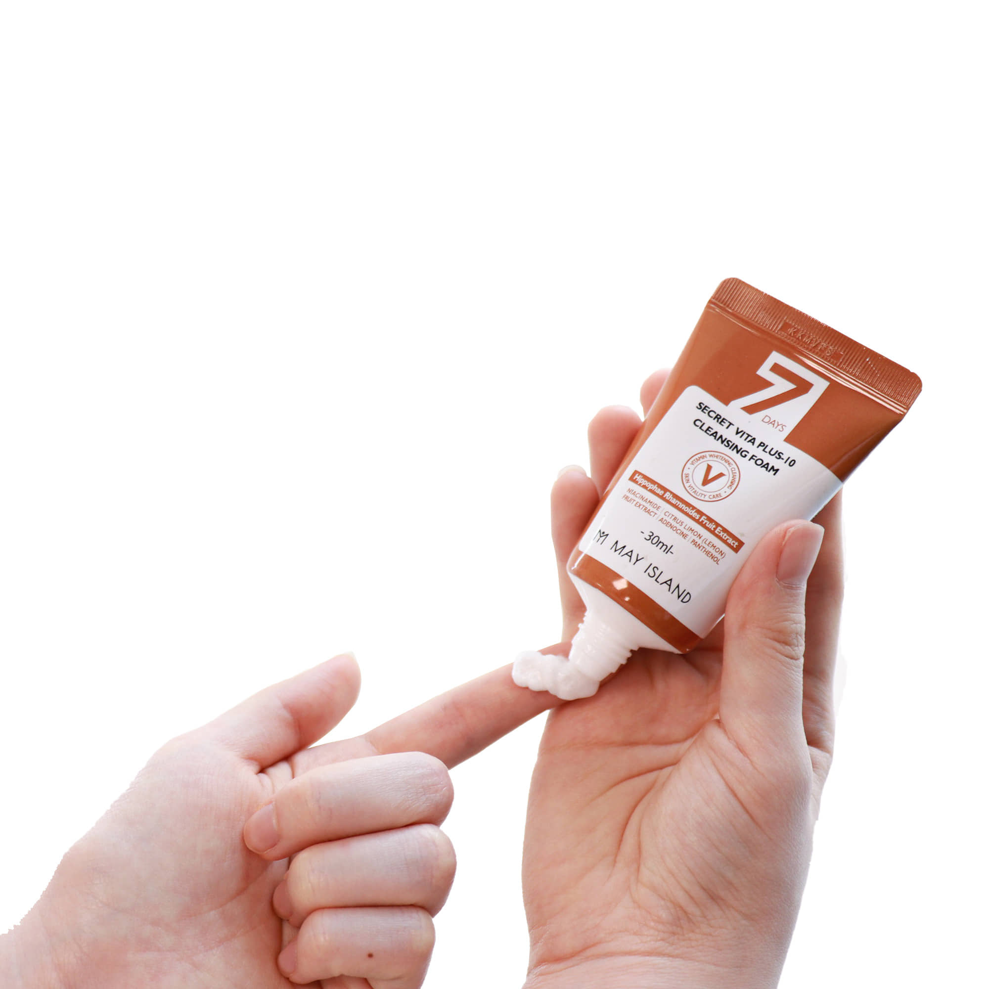 Authentic May Island 7 Days Secret Vita Plus-10 Cleansing Foam (30ml) – Travel Size Brightening & Vitalizing Cleanser Korea Shipping