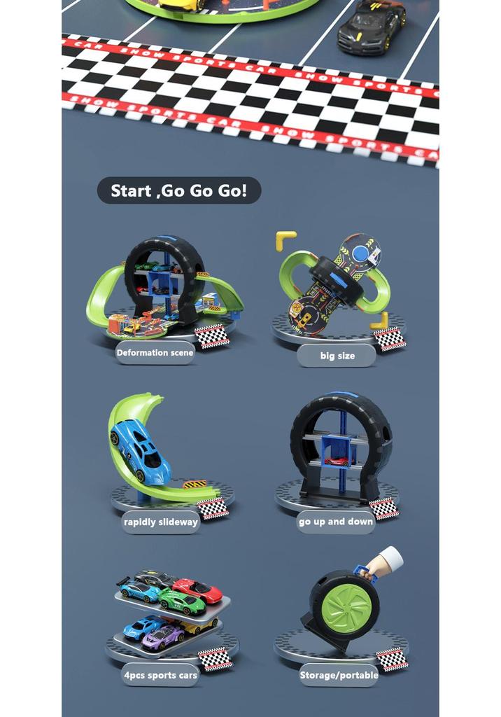 Kids' Mini Car Model with Tracks & Parking Lot - Educational Alloy Toy Gift