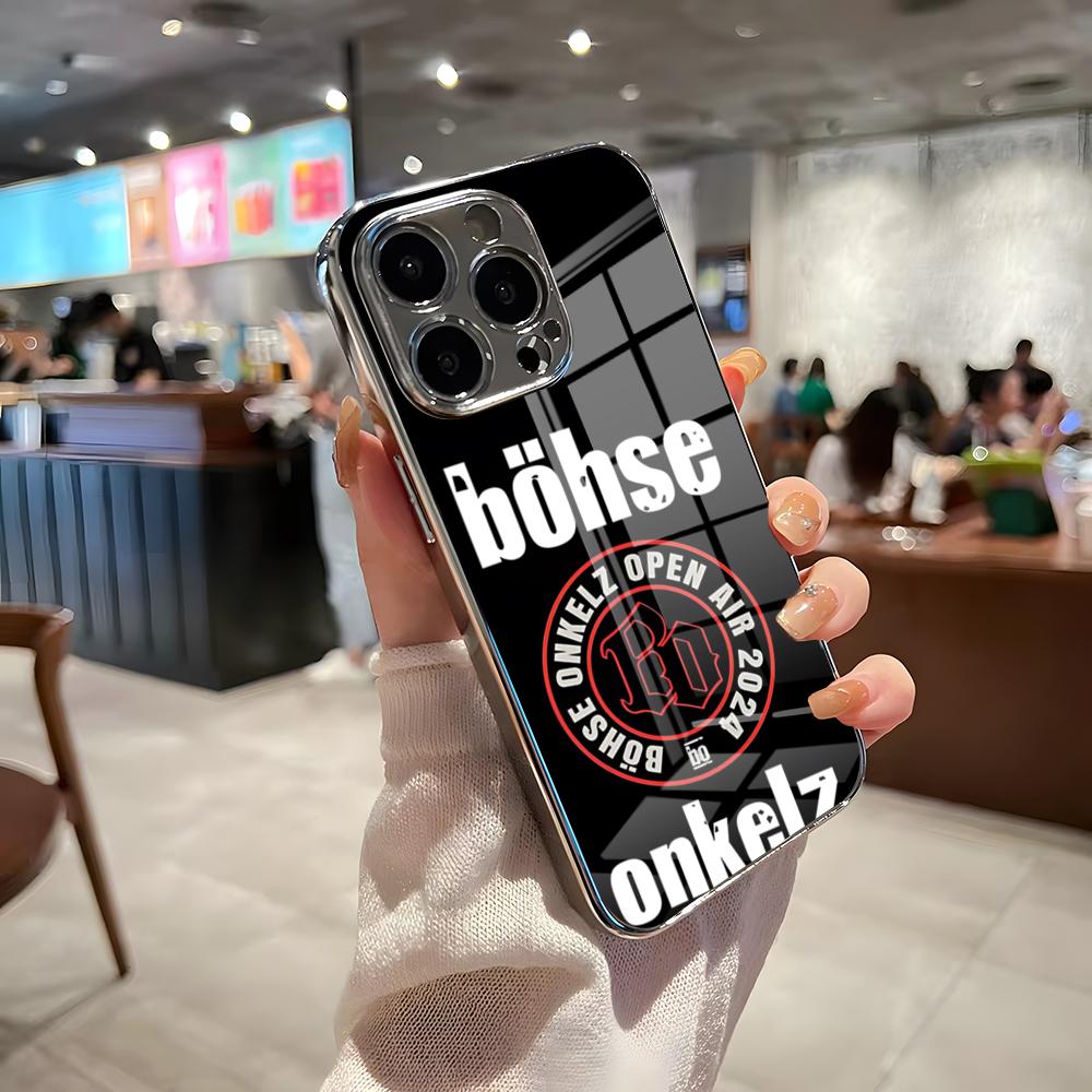 Custodia per Telefono Banda B-Bohse Onkelz Per IPhone 17 Pro Max 15 Pro 16 14 Plus 12 13 Mini 11 Pro Cover in Vetro Galvanizzato Antiurto