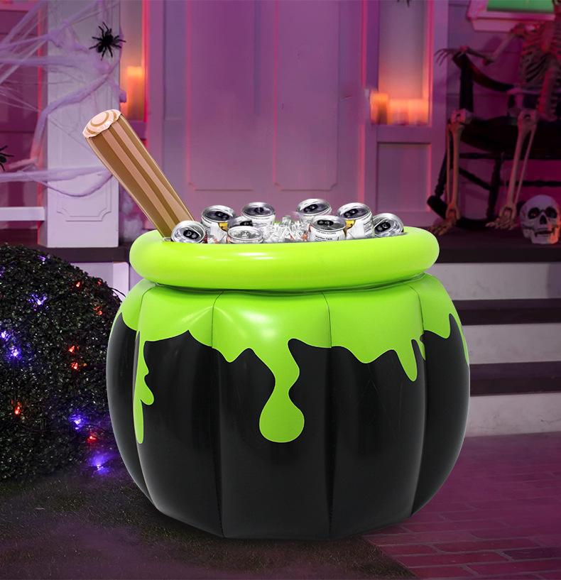 Halloween Cooler For Parties Drinks Bucket Witch Pot Shape Portable Large Ice Bucket For Outdoor Cocktail Beach Birthday Parties