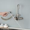 304 Stainless Steel Wall-Mounted Hot/Cold Kitchen Faucet with Spray Gun