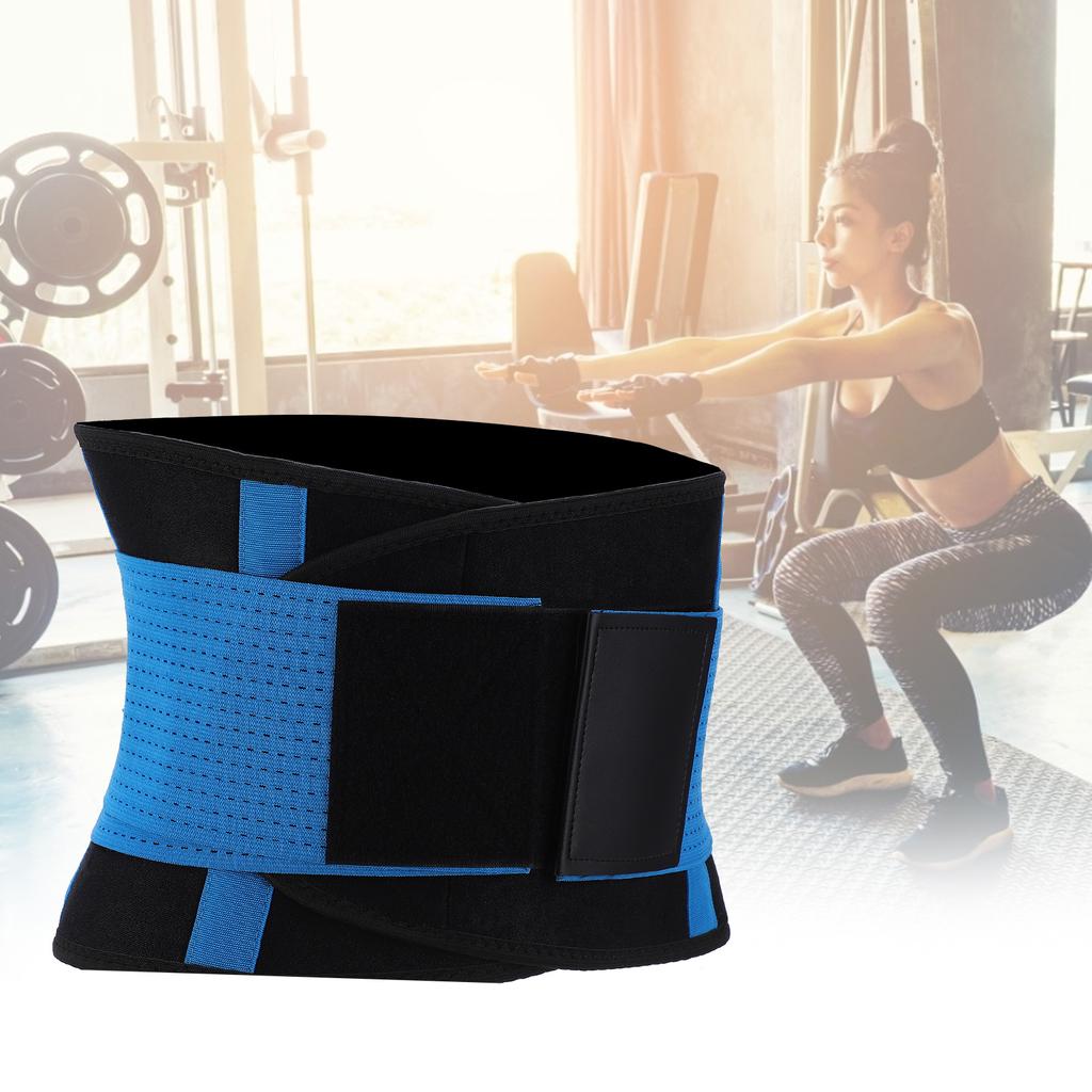Breathable Warming Waistband Soft Adjustable Abdominal Wrap Waist Back Support BeltBlue L