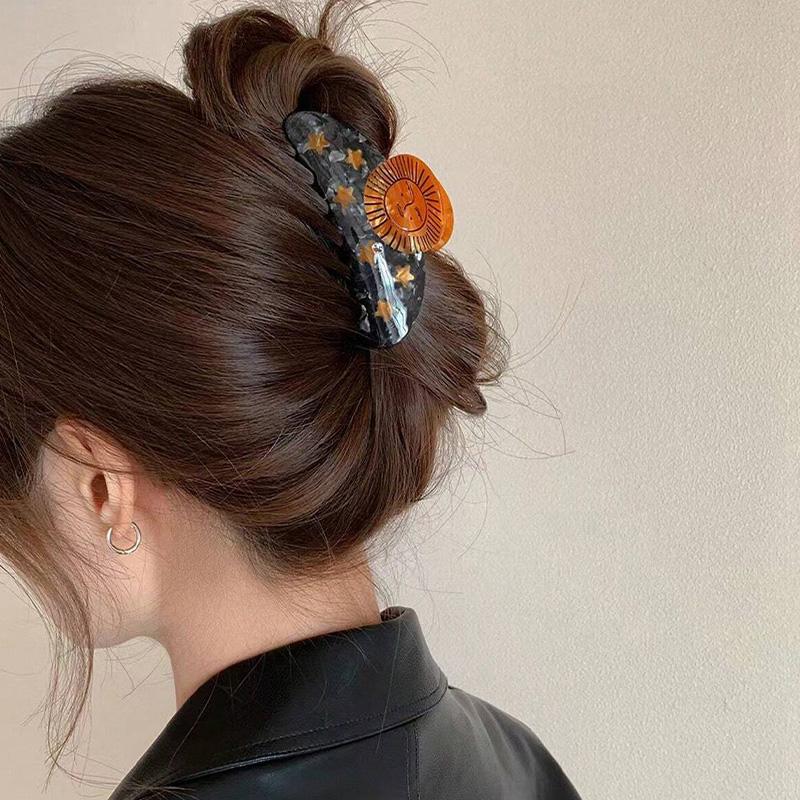 1 Piece of "Unique Acetate" Unique Sun, Moon, and Star Hair Claws - Vintage Style Acetate Hair Accessory
