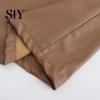 Button Breast Men Jacket Turn-down Collar Smooth Solid Color Faux Leather Windproof Streetwear Slim Fit Long Sleeve Trench Coat Fall