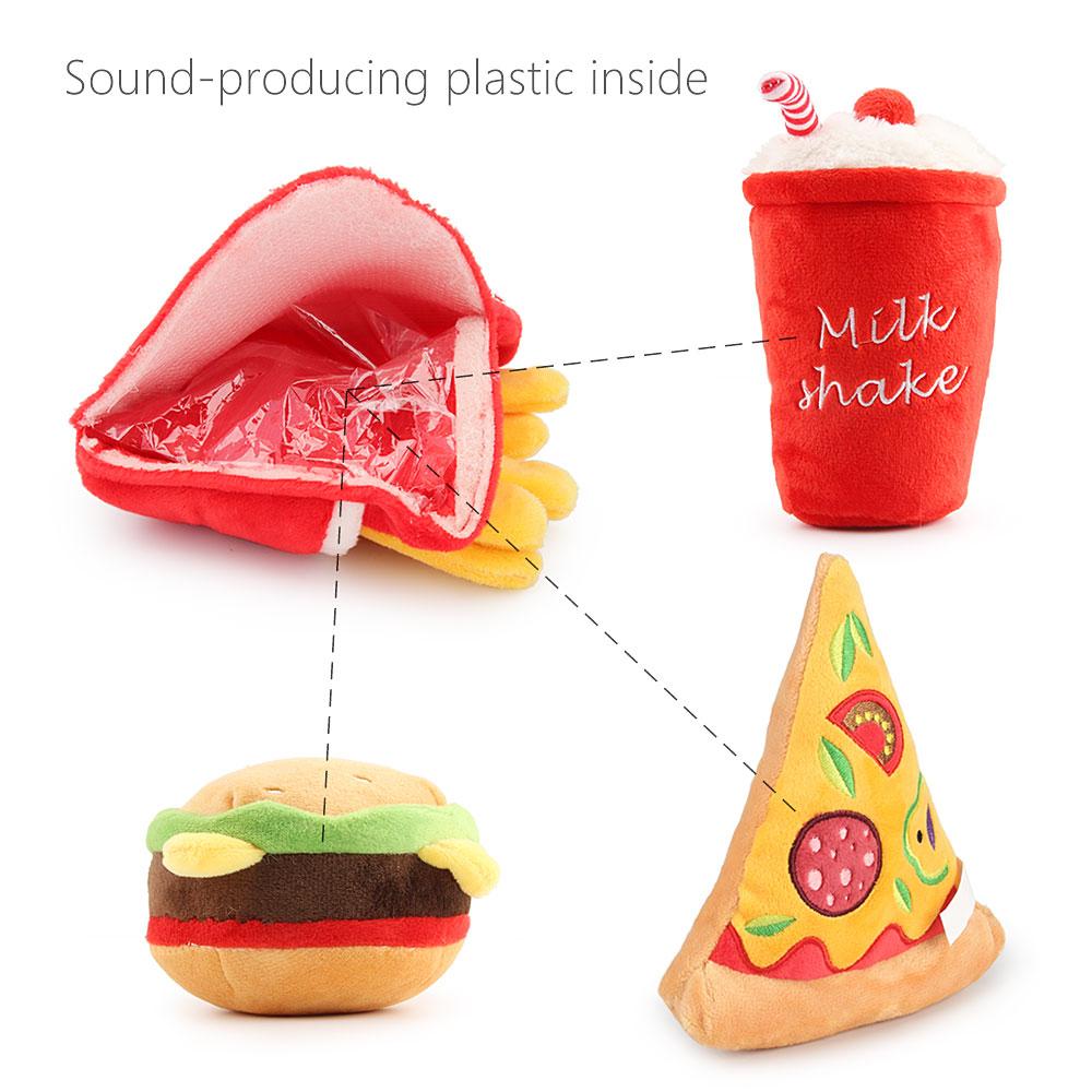 Pommes Burger Form Kleiner Hundespielzeug Pizza Welpe Geräusch Haustier Spielzeug Hunde Kauen Quietsch Spielzeug 1
