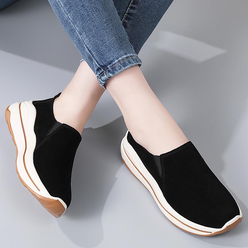 Women's Platform Loafers Moccasins Casual Slip on Thick Sole Height Increase Shake Shoes for Mother Plus Size