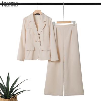 Damen Langarm Strickjacke Blazer und Hose Lässige Zweiteiler Anzugsets