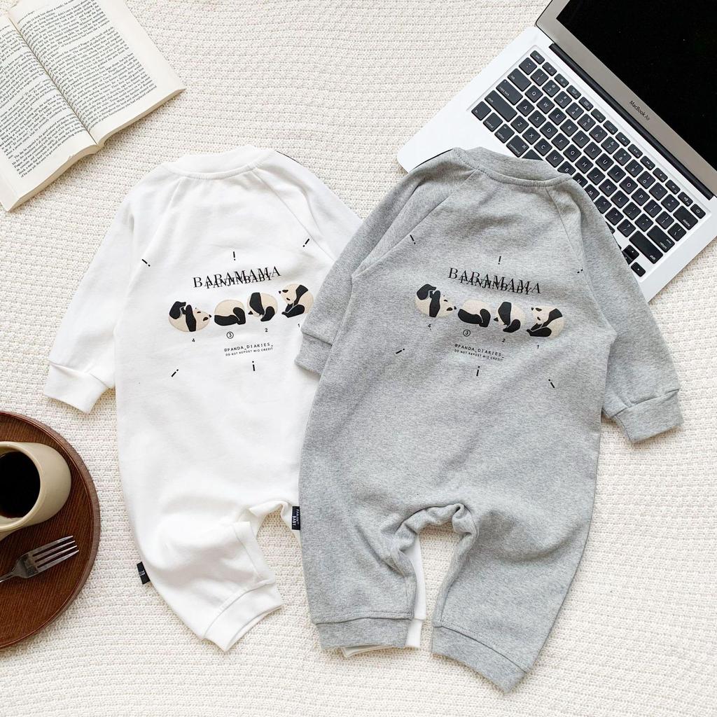 Baby Cotton Romper: Panda Long Sleeve Onesie for Infants and Toddlers