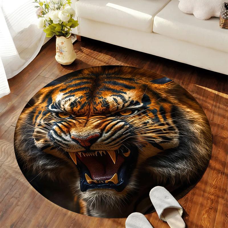 1Pc Tiger theme Circular Print Rug - home decoration Carpet For Living Room Bedroom Flooring Computer Chair Area Rug