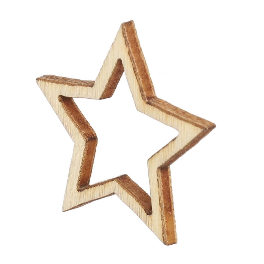 100pcs Wooden Star Decoration Hollow Out Exquisite DIY Crafts Wood Stars for Beauty Salons