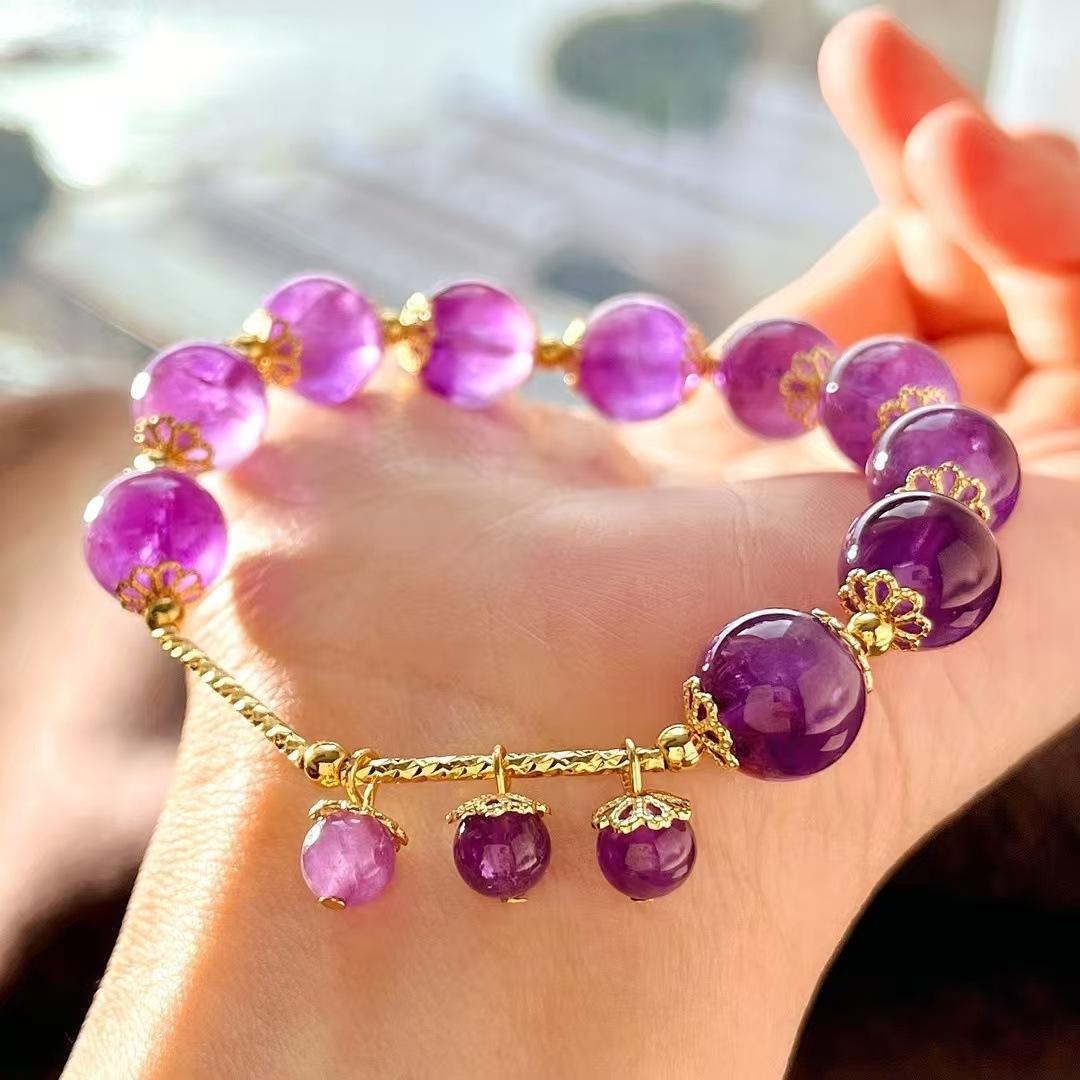 10Mm Retro High-Quality Atmosphere Natural Amethyst Bracelet Bracelet.
