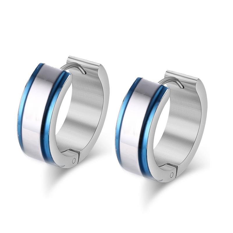 Fashion Punk Huggies Earrings for Men, Silver Color Stainless Steel Small Hoop Earring, Hypoallergenic Piercing Jewelry