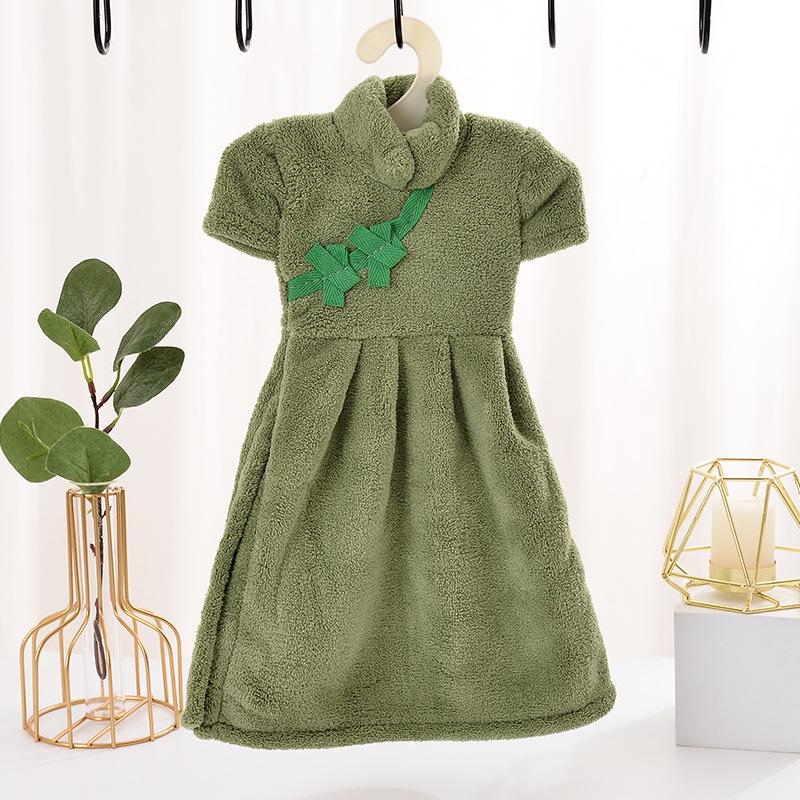 

Chinese Style Qipao Soft Coral Fleece Hand Towel - Absorbent Kitchen Handkerchief, In Stock 25x40cm