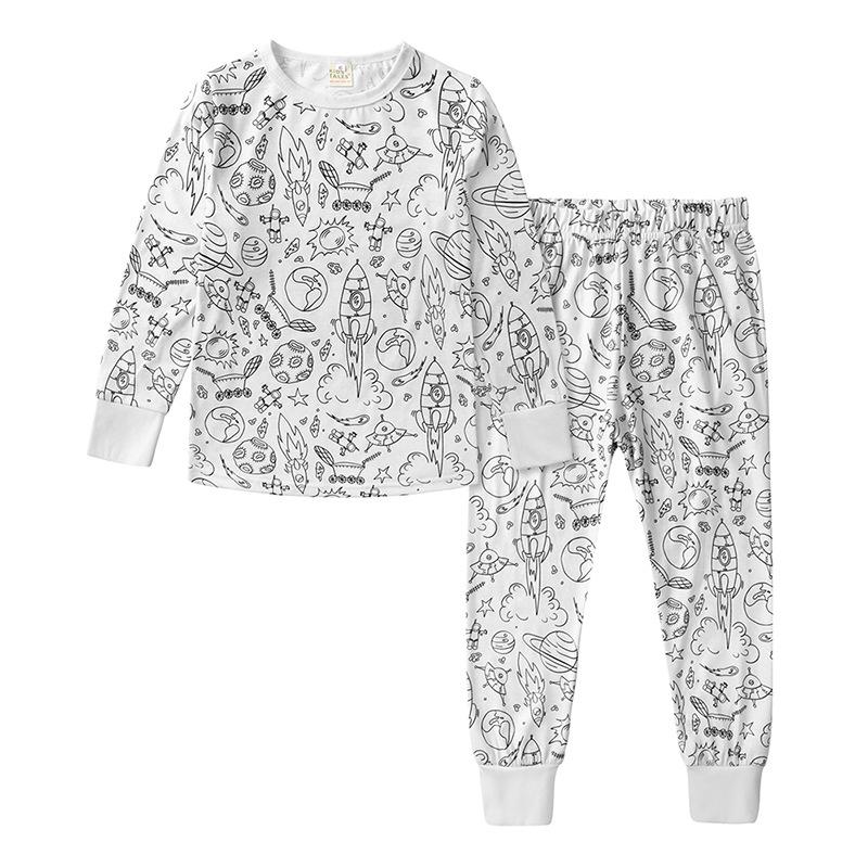 DIY Handgemaltes Graffiti Set: Langarm- und Hosen-Kinderpyjama
