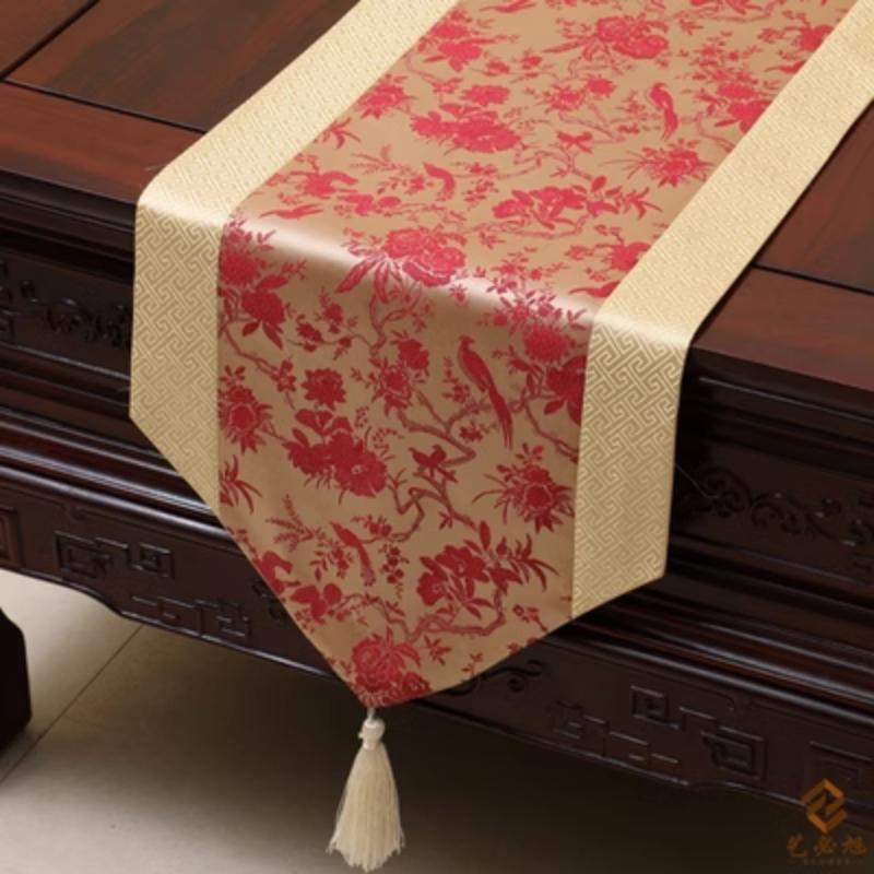 Steagul de masă din brocart țesut în stil chinezesc nou. Steagul de masă modern, simplu, masă rurală, masă de ceai față de masă