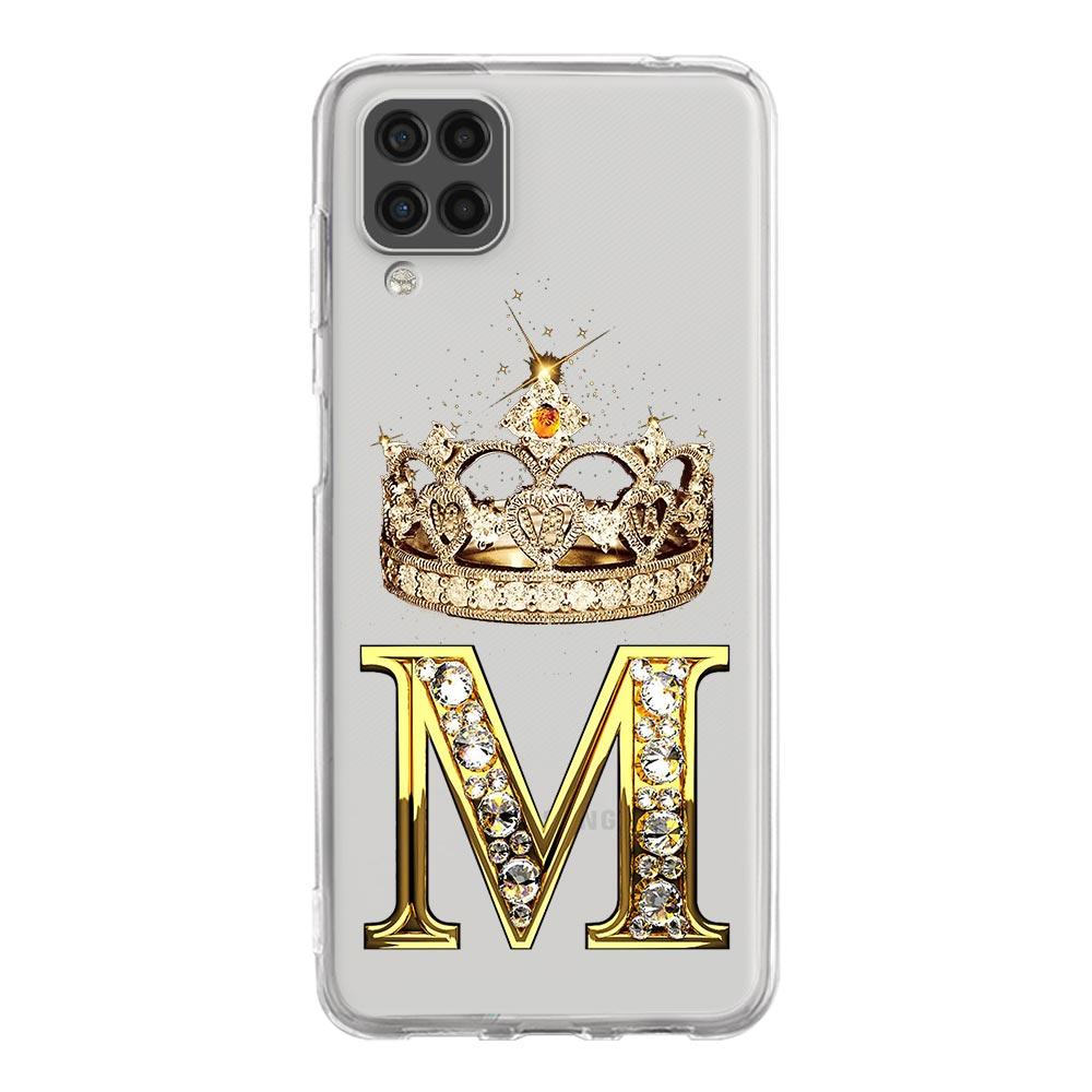 Phone Case For Samsung A13 A33 A35 A55 A73 A53 A23 A51 A71 A21S A12 A31 A41 A05s A03S A15 A25 A32 5G Diamond Crown 26 Letters