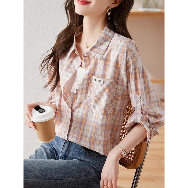 Women's Long-sleeved Hong Kong Style Retro Top Autumn New Pure Cotton Shirt