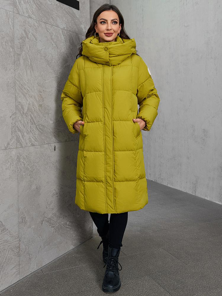 Cinemore Women's Jacket Long Fashion Grace Women Winter Down Jackets Zipper Pocket with Belt Parka High Quality Outwear 9110