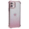 For iPhone 11 Drop Protection Cell Phone Case Heart Pattern TPU Glittery Powder Phone Cover