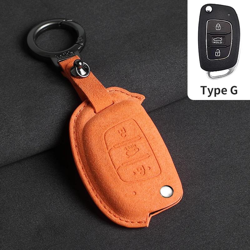Suede Fabric Auto Flip Key Fob Cover Case Fit For Hyundai Grand I10 I20 I30 Ix35 Ix45 Hb20 Elantra Solaris Sonata Santa Fe Sport Tucson