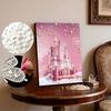 DIY Diamond Art Pearl Painting Kit for Adults, Pink Castle Special Shaped Pearl Art Painting Wall for Home Office Decor Handmade Gift