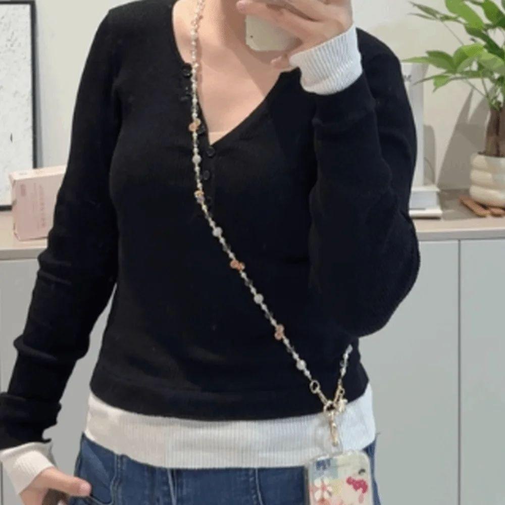 Fashion Beaded Bag Chain Adjustable Anti Loss Strap Phone Chain Colorful Synthetic Crystal Phone Neck Straps Mobile Phone