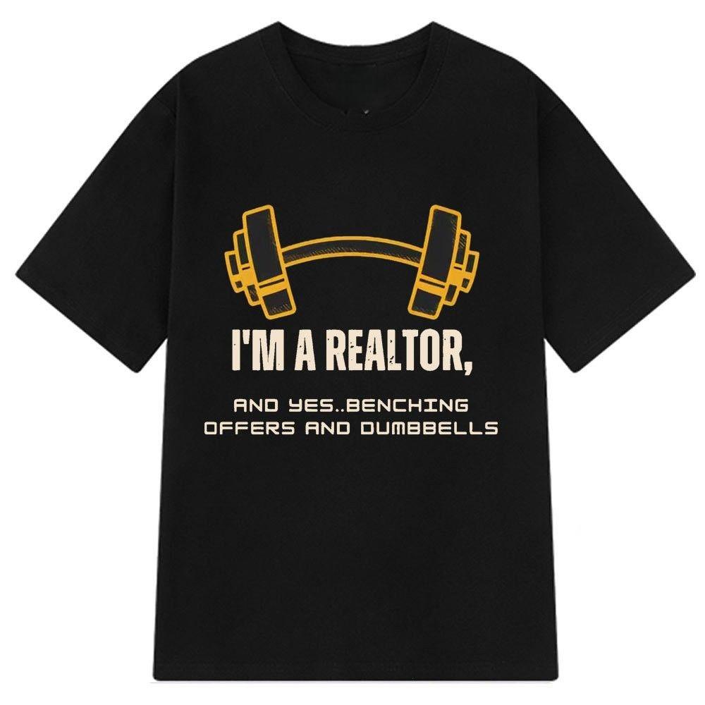 SpringSummer Funny Realtor Gym Humor Casual Fashion Fun Fitness Letter Printed Cotton Casual Fashion Tshirt Mens Clothing