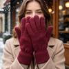 Heat Locking Winter Knitted Gloves Thermal for Men Women Thickened Velvet Lined Mittens Knit Five Finger Practical Gift Family And Friends