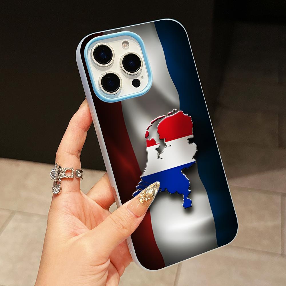 Nederlandse Vlag Jelly Dubbele Laag Lichtblauw Mobiele Telefoonhoesje voor iPhone 17 16 15 14 13 12 11 Air Pro Max Plus