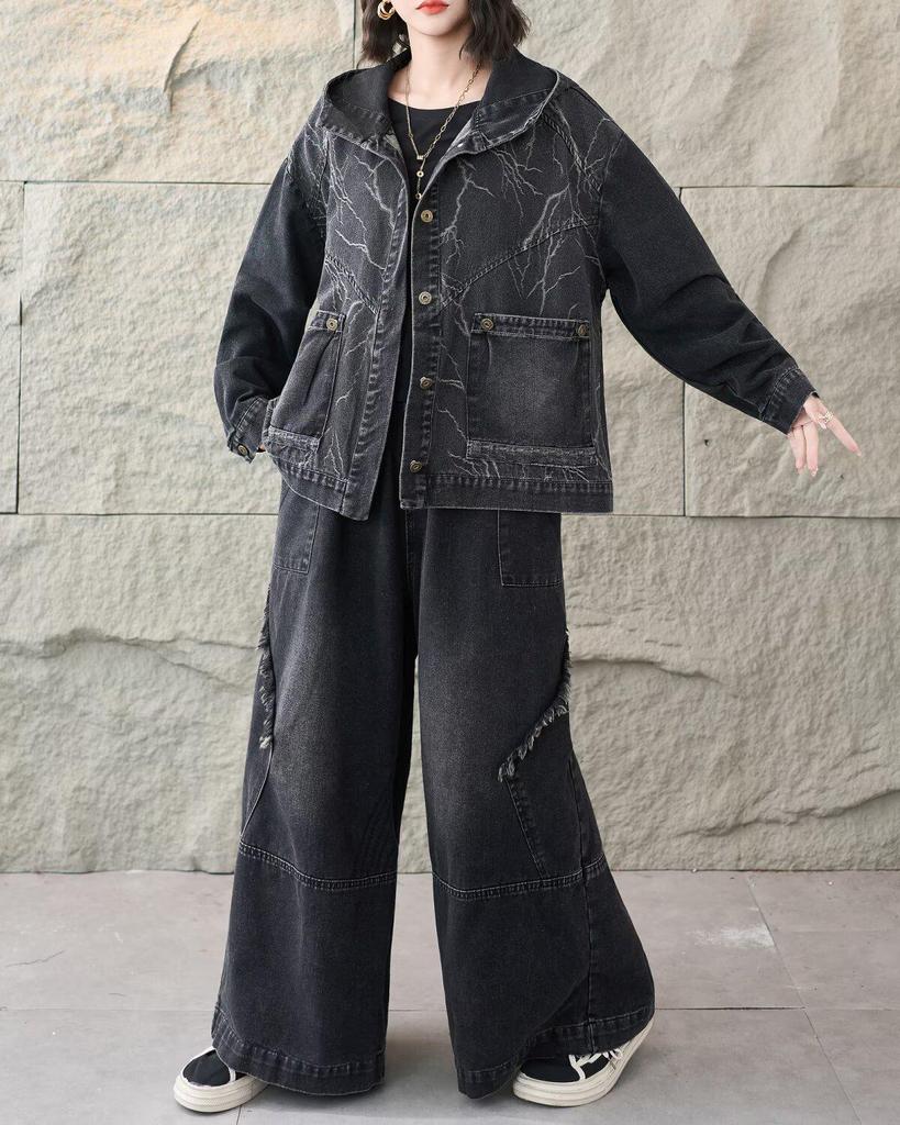 Spring 2026 Women's Denim Hooded Cardigan: Versatile, Casual, Plus Size