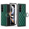 For Samsung Galaxy Z Fold6 5G Case Rhombus Grid Phone Cover with Tempered Glass Film
