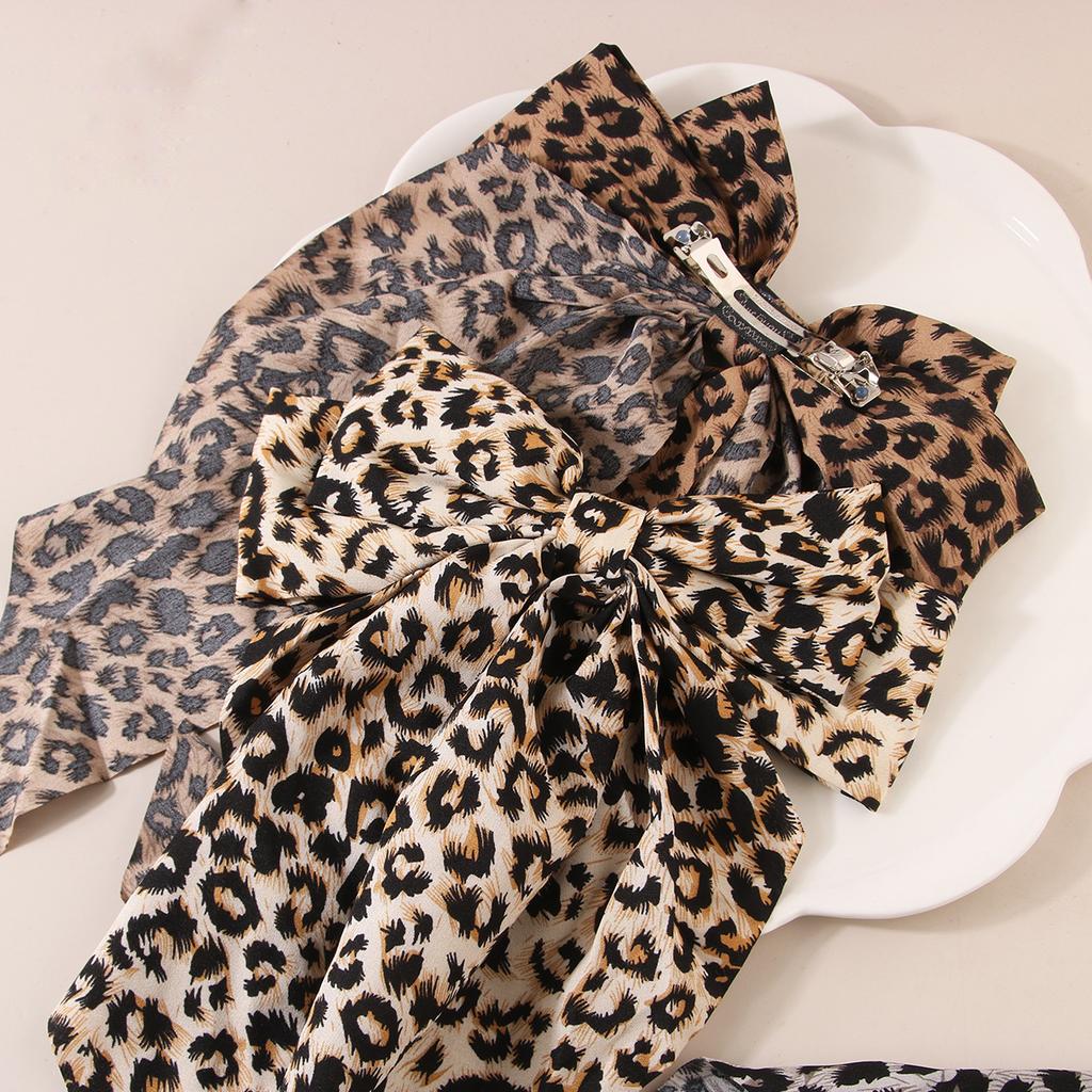 1/3PCS Printed Leopard Print Bow Hair Clip, High-end and Niche Retro Spring Clip, Women's Hair Accessory