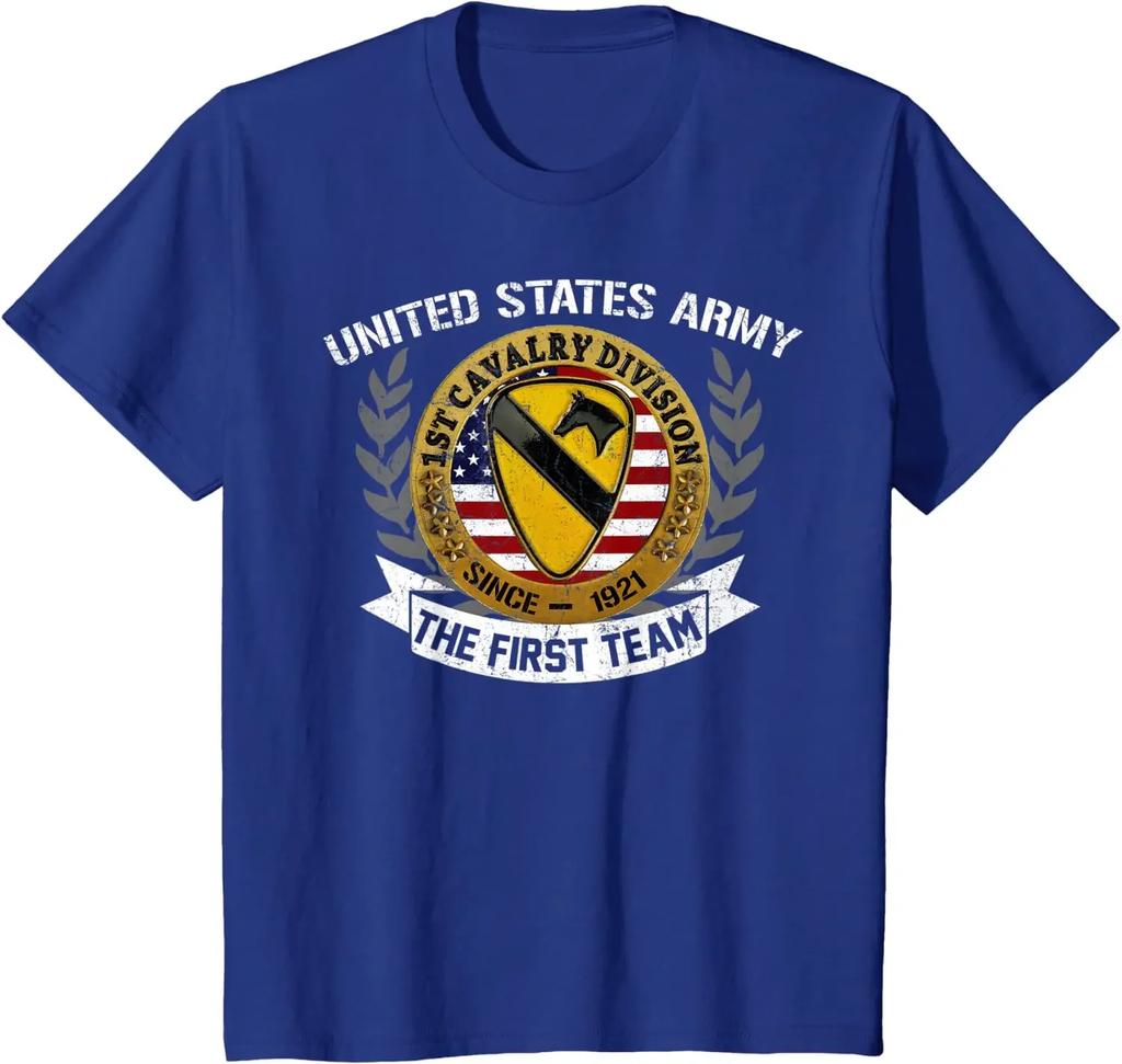 T-shirt Unisex Veterano Esercito USA 1ª Divisione di Cavalleria Aerea Manica Corta Casual 100% Cotone Girocollo Magliette Estive