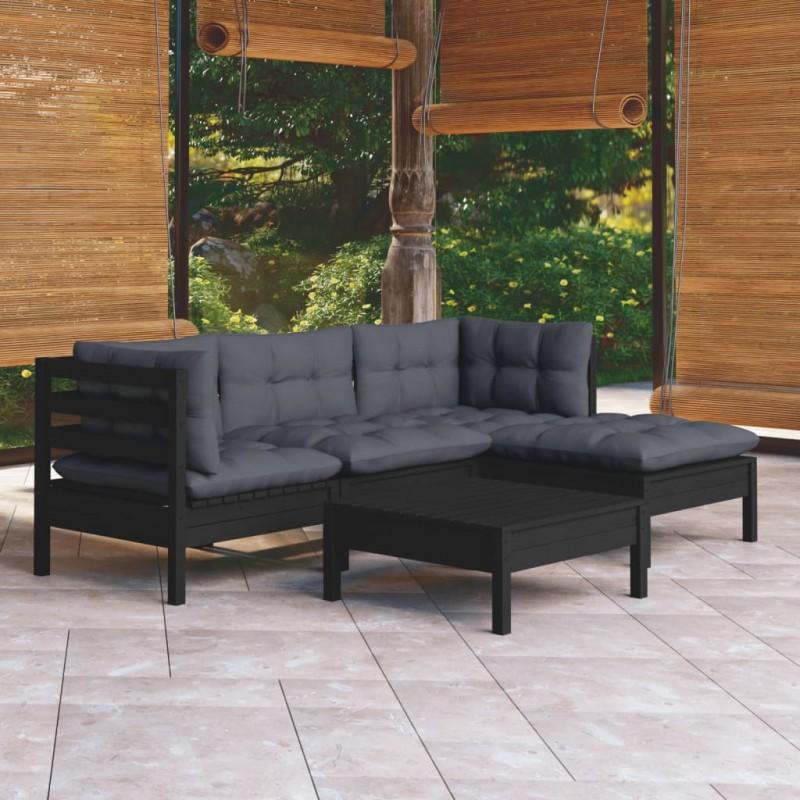 Day and Night - Day and Night Garden Furniture 5 Pieces with Black Pine Wood Cushions