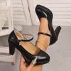 Fashion 2025 New Mary Janes Women's High Heels Chunky Heel Plus Size Pointed Toe Classics Office & Career Pumps Women Buckle Strap Shoes
