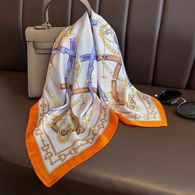 Women Square Scarf Imitation Silk Hairbands Lady Luxury Print Shawl Wrap Hijab Neck Kerchief Bandanas 70X70Cm