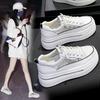 Women's Hidden Wedge Platform Shoes 2025 Summer Genuine Leather Breathable Mesh White Sneakers Casual Versatile