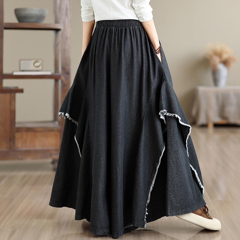 Jeans de Pierna Ancha para Mujer Talla Grande Primavera Verano Cintura Alta Cordón Holgados Culottes de Mezclilla Pa… Más