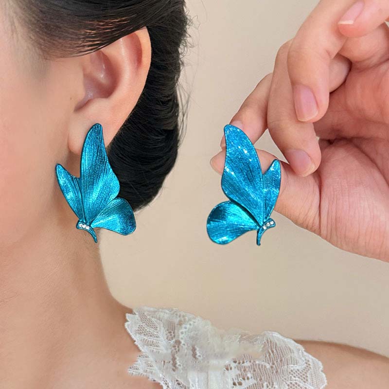 Schmetterlingsohrringe Bunt Blau Elegant Flügel Stecker Trendig Vintage Anhänger Schmuck Party Mode Damen Ohrschmuck Geschenke