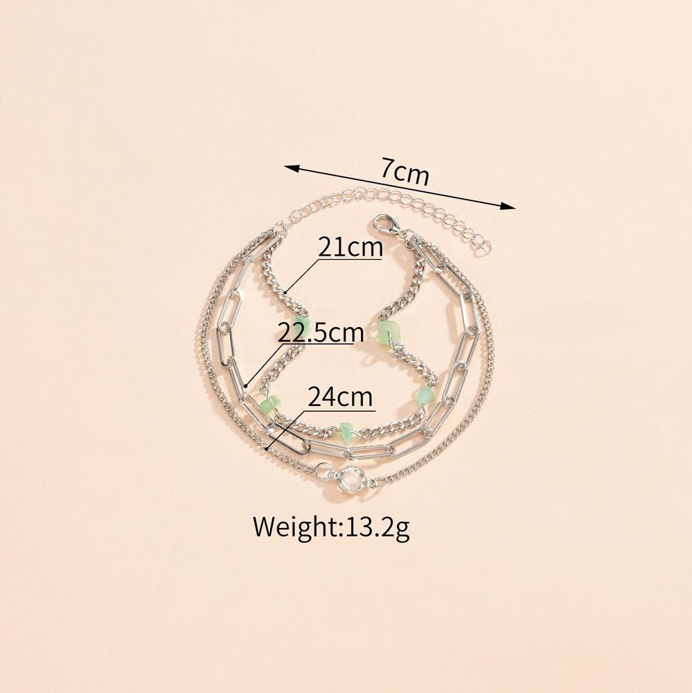 Irregular natural stone multi-layer stacked metal accessories women's personalized anklet