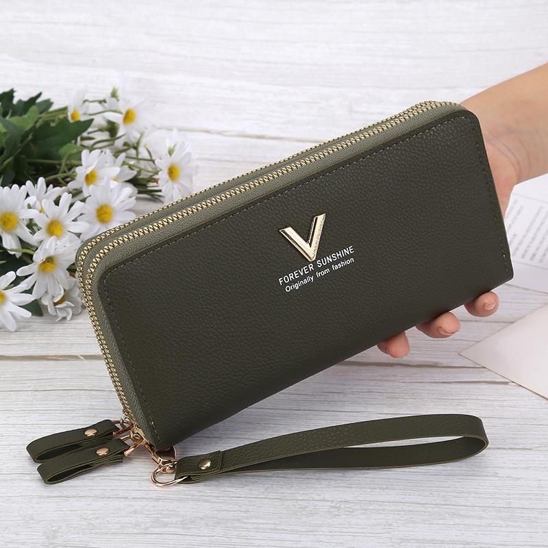 Double pull wallet, new women's multi-card wallet, long fashionable and large-capacity double-layer wallet, mobile phone bag.