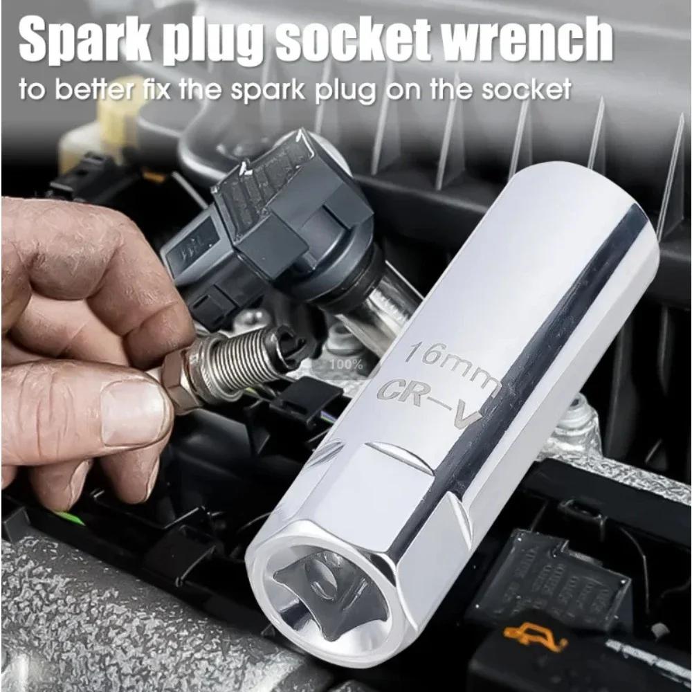 14mm 16mm Spark Plug Socket Wrench Adapter 12-Point 3/8inch Drive Magnetic Spark Plug Socket Socket Adapter Auto Repair Tools