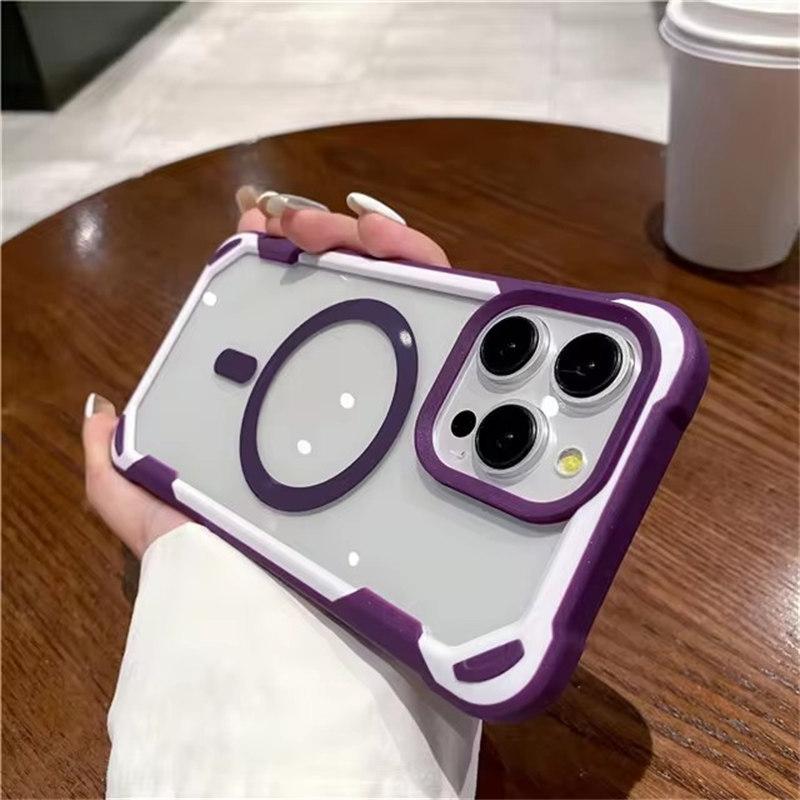 For iPhone 15 Pro Max Luxury Magsafe Magnetic Square Silicone Frame Phone Case For iPhone 11 12 13 14Plus Samsung S24 Ultra Clean Protective Cover