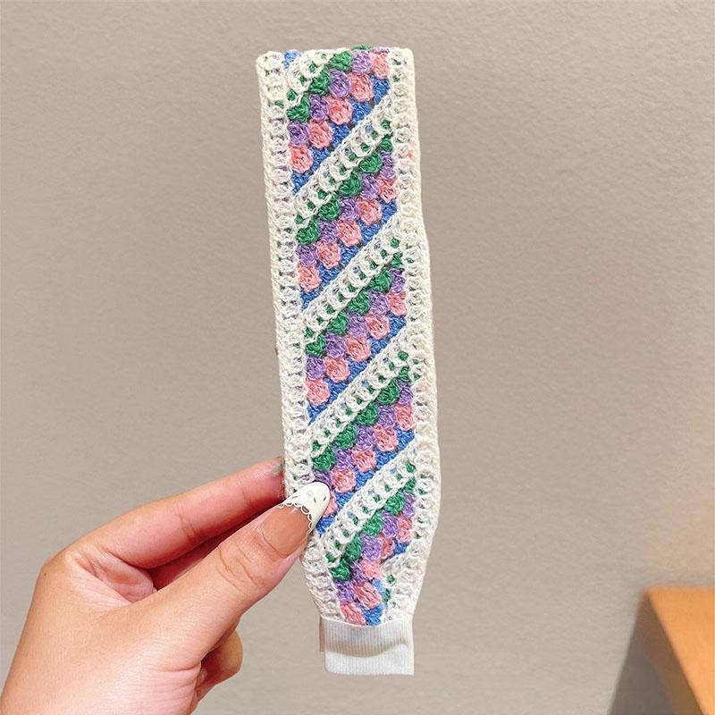 Knitting Colorful Flower Print Velcro Headband For Women Girls Sweet Hair Ornament Headwear Hair Band Hair Accessories