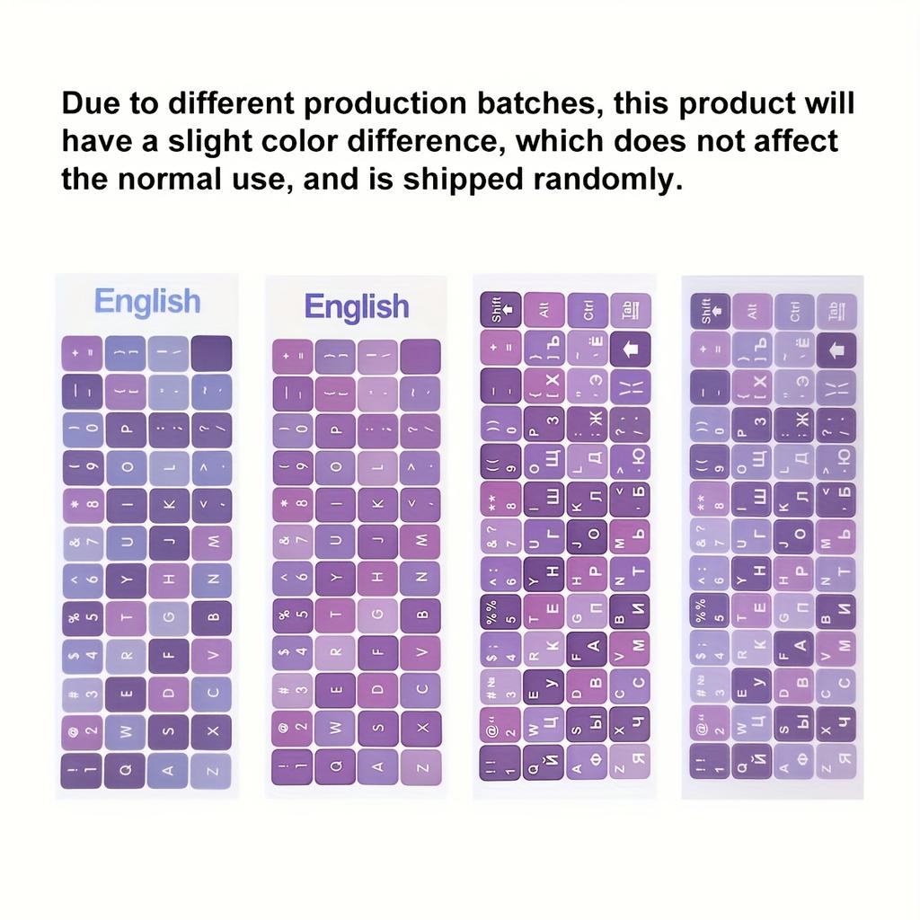Bilingual Keyboard Stickers 1pcs Durable English/Russian Keyboard Stickers Keycaps, Transparent Adhesive Pads for Laptop, Desktop, Typing Practice
