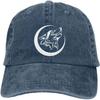 Lone Wolf Howling Moon Baseball Cap Distressed Cotton Washed Casual Adjustable Hat