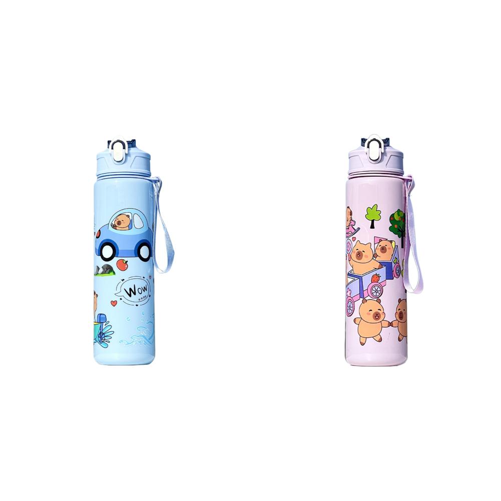 700ml Capybara Cute Sport Water Bottle with Straw Handle Large Capacity Drinking Kettle Outdoor Travel Water Cup Gym Fitness Jug