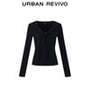 UR Women's Urban Casual Shawl Tie V-Neck Long Sleeve T-Shirt